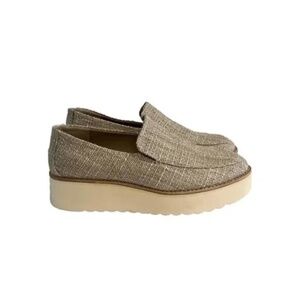 Vince Zeta Platform Tweed Natural Linen Loafer Size